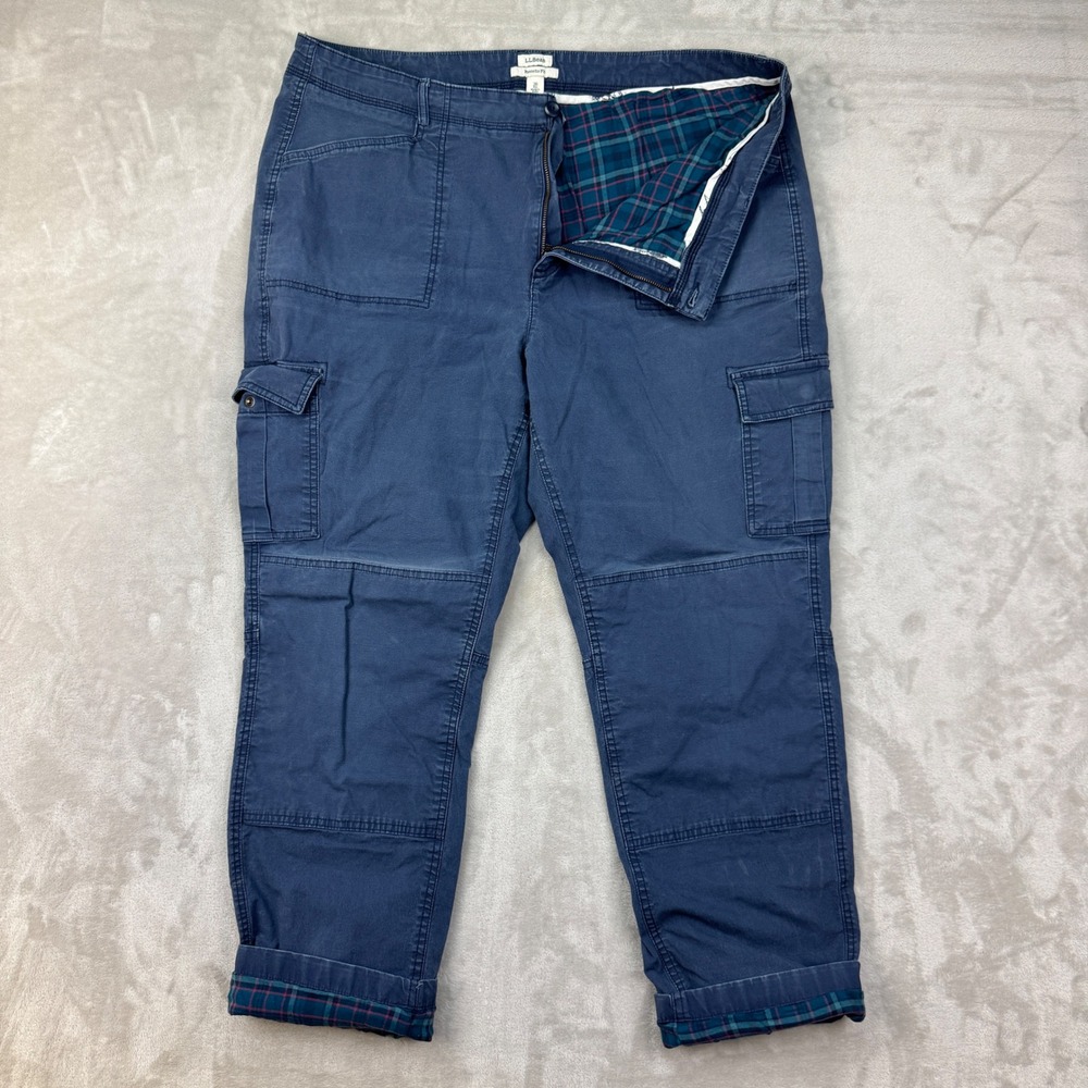 LL Bean Cargo Pants Womens 20 ‎ Flannel Lined Favorite Fit Outdoor Double Knee